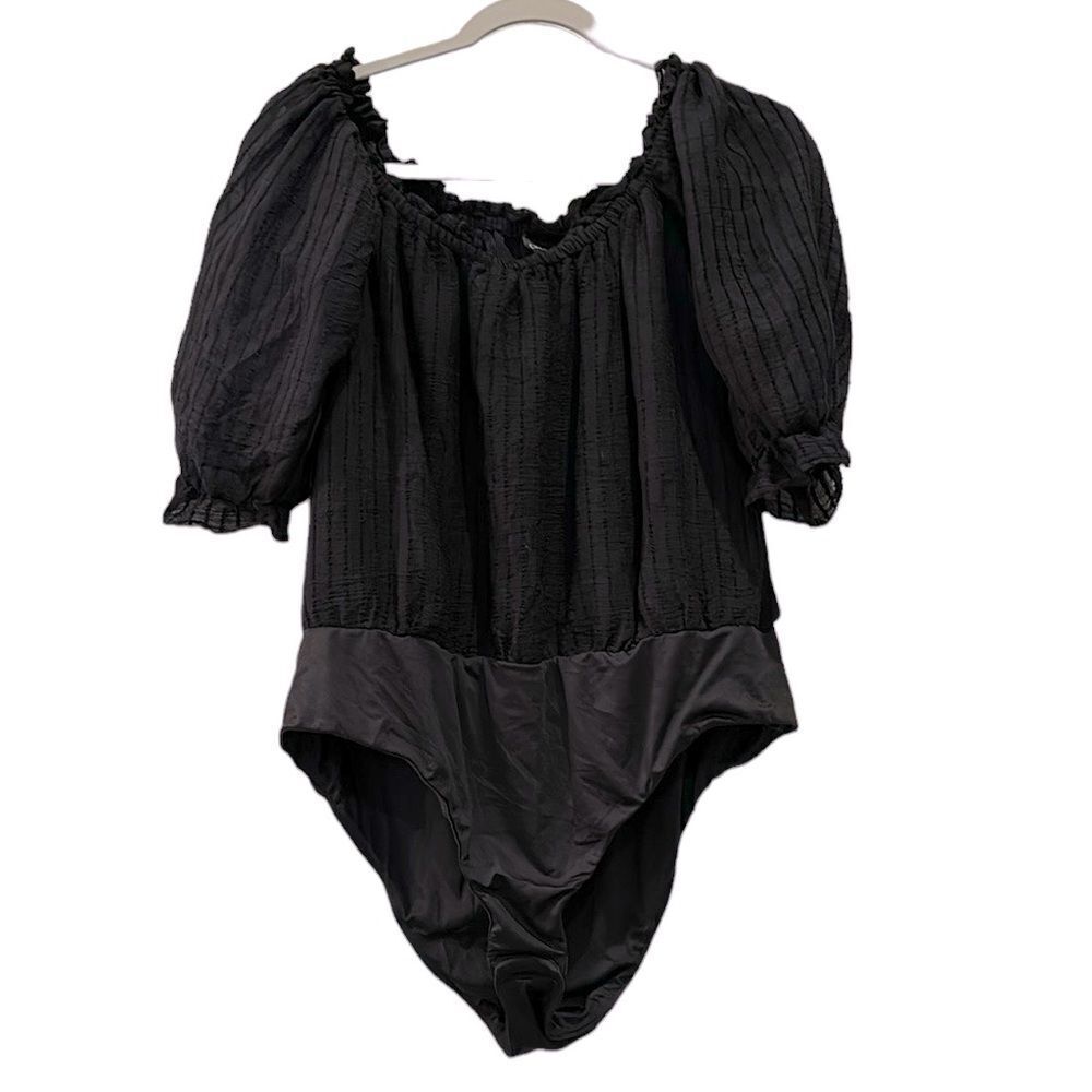 City Chic Sweet Kiss Bodysuit Black Drop Shoulder 14​​​​​​​​​